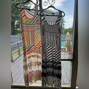 2️⃣ Peter Som Maxi Dresses! Size L Black /Colorful Striped Dresses
